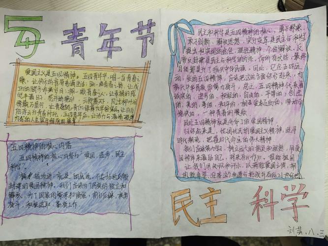 泗张初级中学开展正青春敢担当庆五四手抄报活动