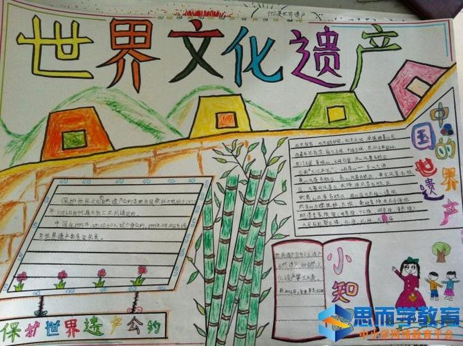 手抄报或剪报评比结果中国风保护中国文化遗产手抄报黑白线描小报