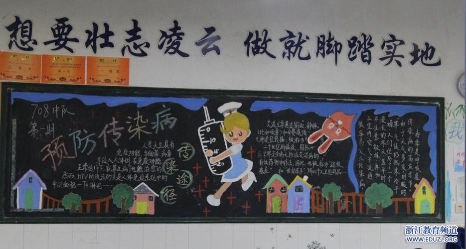 德清县千秋外国语学校开展春季预防传染病黑板报评比活动