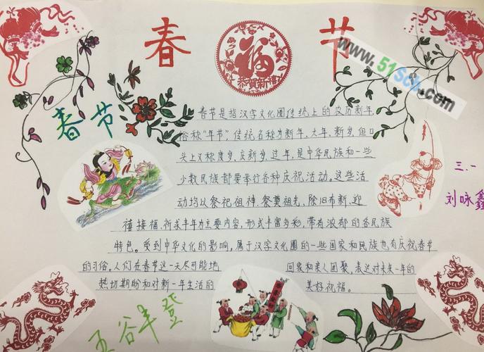 元旦节手抄报关于春节的手抄报资料 春节俗称年节是中华民族最