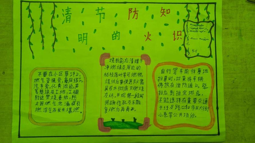 经棚蒙古族小学5年级孩子们的《文明祭祀绿色清明》主题手抄报