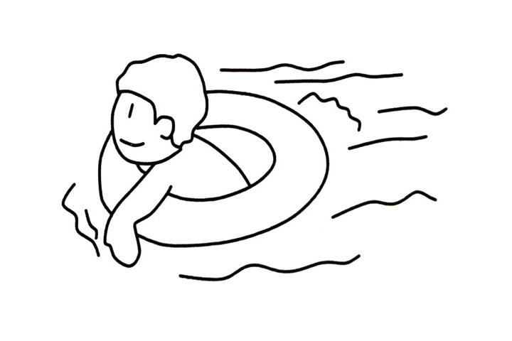 一个人在游泳的简笔画图片