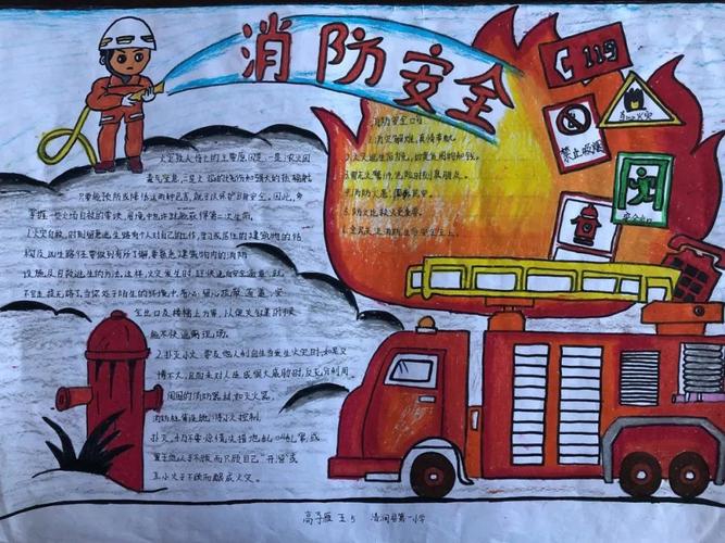 手抄报关于冬季消防安全手抄报东营消防119主题绘画手抄报作品展示