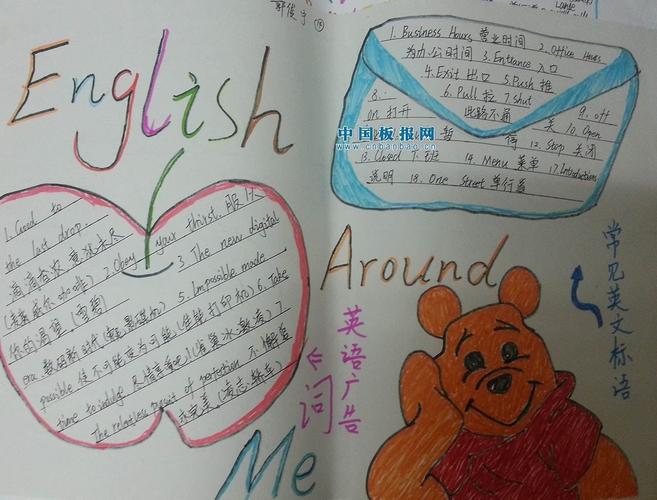 年级的同学们应老师要求就制作了以身边的英语为主题的手抄报一起