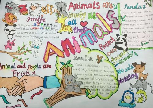 4年级英语手抄报lovely animals