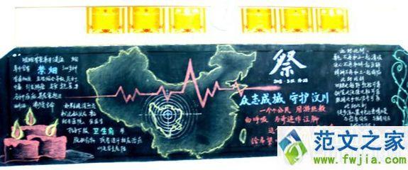 四川汶川大地震周年纪念黑板报设计-校园板报-43kb