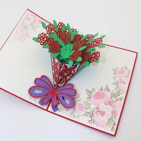 鲜花创意3d立体贺卡剪纸雕刻教师节中秋情人节生日圣诞节七夕礼品