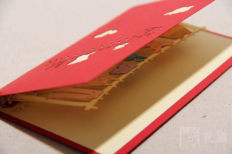 立体贺卡 韩版可爱 3d创意贺卡 精巧 手工定制纸雕贺卡 批发定制