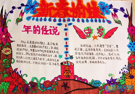 欢度中国春节的手抄报