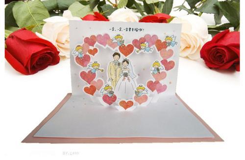 paper台湾jean card新婚卡片闺密送祝福结婚立体创意贺卡新郎新娘天使