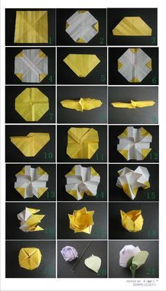 七夕表心意用纸折玫瑰花之折纸玫瑰花最简单的折法贺卡模版的免费下载