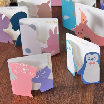 小动物贺卡创意祝福 教师节 七夕节卡片 带信封儿童节