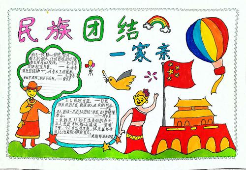 铸牢中华民族共同体意识民族团结一家亲绘画手抄报展示