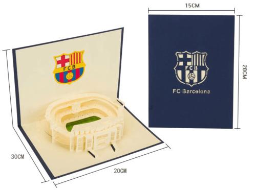 巴塞罗那巴萨皇马阿森纳切尔西足球场模型立体贺卡足球生日礼物