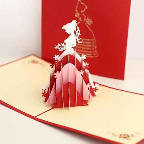情人节创意礼品3d立体贺卡新娘公主祝福儿童卡片生日手工纸雕定制