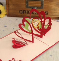 生日贺卡韩国创意立体镂空折纸一个立体爱心生日贺卡送给老师吧中间的