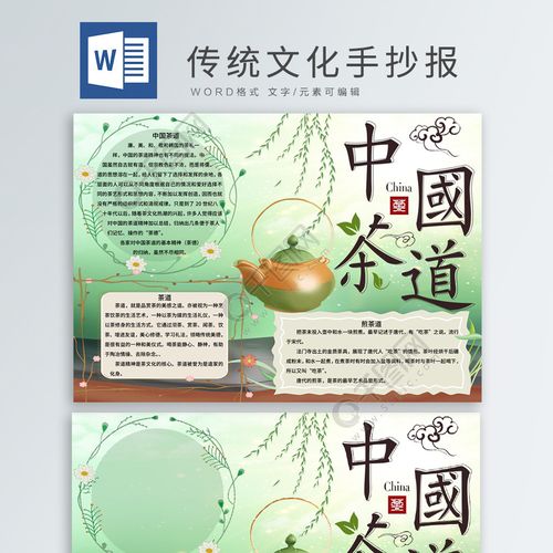 中国茶道传统文化手抄报免费下载通用手抄报手抄报板报docx格式