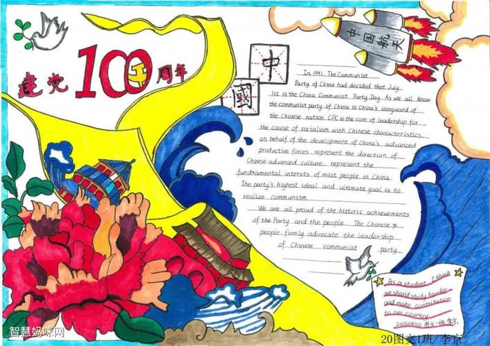 10张漂亮的庆祝建党100周年英语手抄报