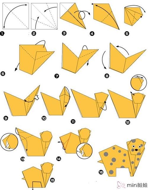 豹子的折纸图解动物折纸教程