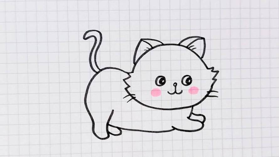 小猫咪简笔画教程儿童简笔画可爱的小猫画法步骤图片七可爱萌小猫咪简