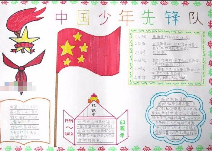 学画漂亮的中国少先队建队日手抄报含内容文字少先队主题手抄报 