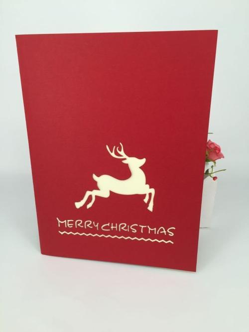 圣诞节礼物贺卡创意立体剪纸圣诞树纸雕商务祝福卡3d卡片来样定制