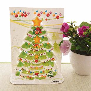 韩国创意圣诞贺卡圣诞节卡片商务小卡片镂空立体贺卡diy圣诞树卡