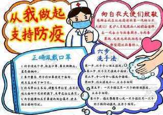 从我做起手抄报高清图片小学生校园宣传手抄报抗击疫情模板中国武汉