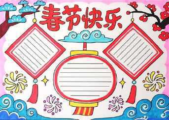 幸福年手抄报的主要内容春节的习俗贴春联春节的由来中国传统文化传承