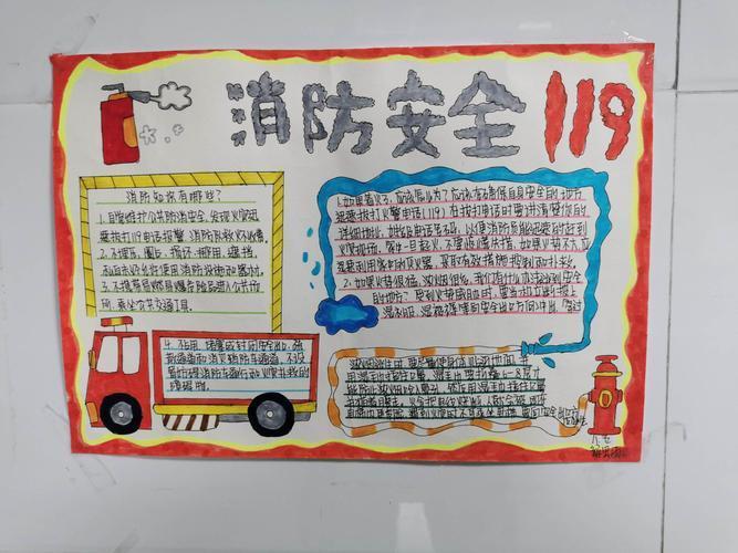 手抄报消防安全记心中东张小学一年级消防安全手抄报消防安全关注消防