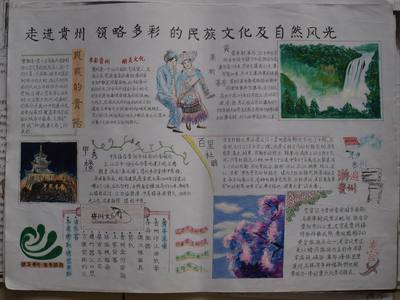 贵州手抄报展示关于家乡的手抄报作品欣赏最美贵州多彩贵州旅游手抄报