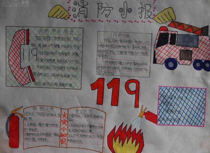 二年级119消防专题手抄报 二年级手抄报-蒲城教育文学网