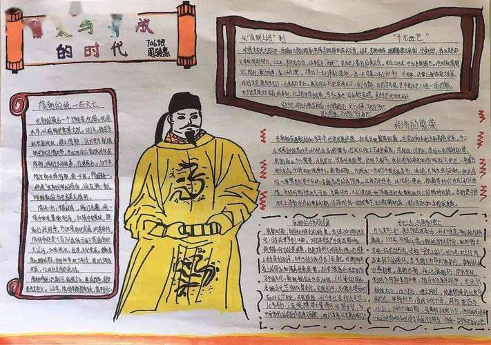 手抄报内容隋朝的大官僚李渊攻下长安于公元618年建立唐朝唐太宗