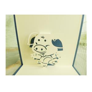 十二生肖之猪3d立体贺卡韩国创意纯手工diy镂空镭射纸雕新年贺卡