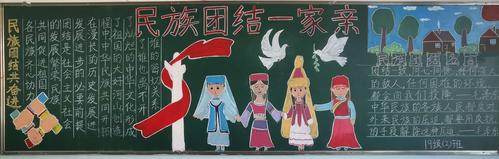 写美篇三出一期以民族团结一家亲同心共筑中国梦主题黑板报