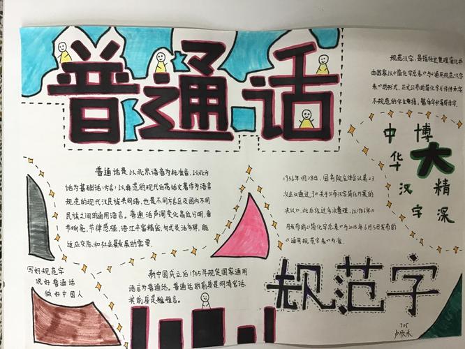 手抄报大赛展 写美篇  为提升全校师生说普通话写规范字的自觉意识