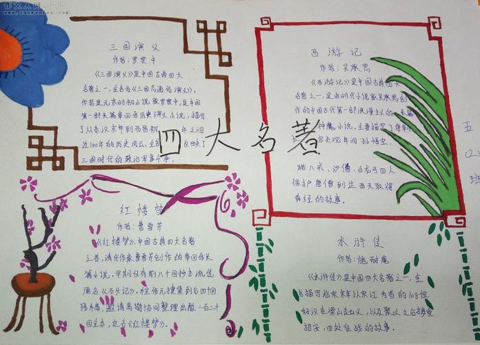 手抄报  四大名著手抄报大全此四部巨著在中国文学史上的地位是难分