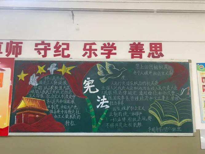 华明中学开展2021年宪法宣传周主题活动黑板报学