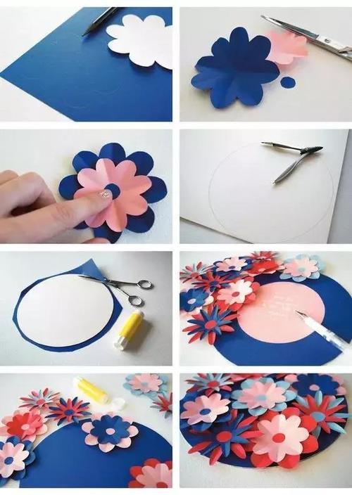 花彩色花圈饰品美丽的春天手工 卡纸做立体花朵贺卡的方法美丽的春天