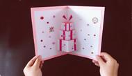 简单漂亮的生日立体折纸贺卡打开漂亮的生日礼物手工创意视频教程