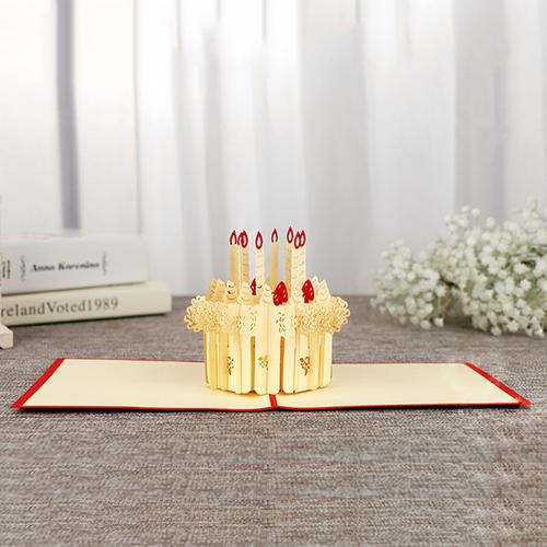 批发创意生日贺卡3d纸雕生日蛋糕立体贺卡生日祝福卡片定制