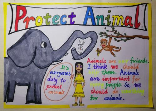 保护动物爱护家园海南昌茂花园学校小学部三年级英语手抄报展.