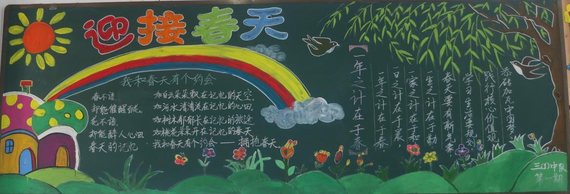 迎接春天1-黑板报版面设计图黑板报大全手工制作大全中国儿童资源