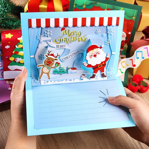 圣诞节贺卡儿童礼物diy卡通录音圣诞树圣诞老人立体卡材料包礼盒
