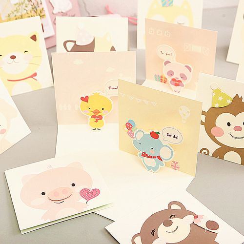 韩国创意可爱迷你卡通贺卡六一儿童节日小卡片万用祝福感谢留言卡