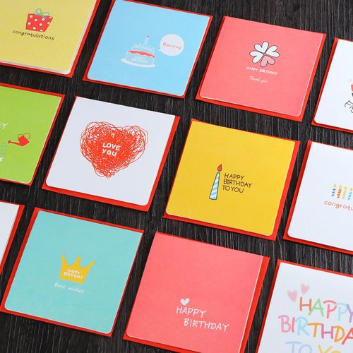 幼儿园小朋友生日礼物全班小奖品 对折小贺卡创意简约儿童祝福卡
