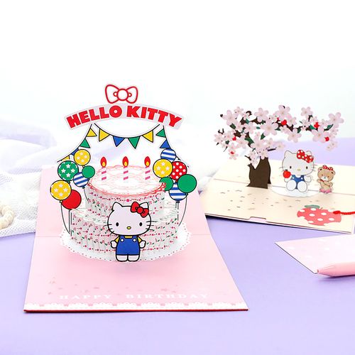 sanrio三丽鸥立体贺卡儿童生日3d创意可爱diy卡通hello kitty卡片