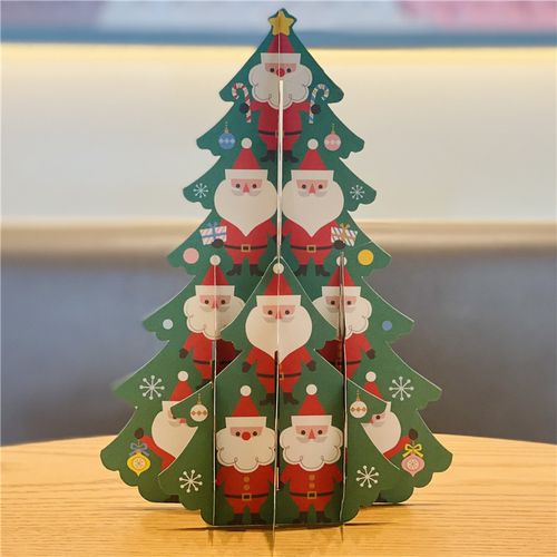 日本趣味圣诞老人3d立体贺卡搞怪圣诞树平安夜装饰圣诞节创意卡片