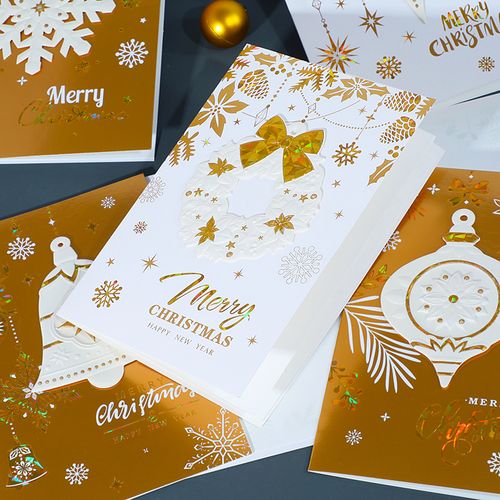韩国 创意圣诞节贺卡 高档烫金立体贴件圣诞礼物卡片定制祝福卡