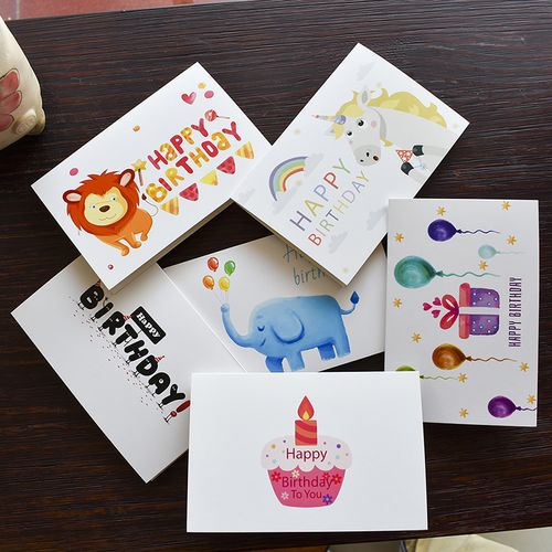 韩国创意卡通生日卡片 儿童可爱动物生日贺卡商务员工生日卡定制
